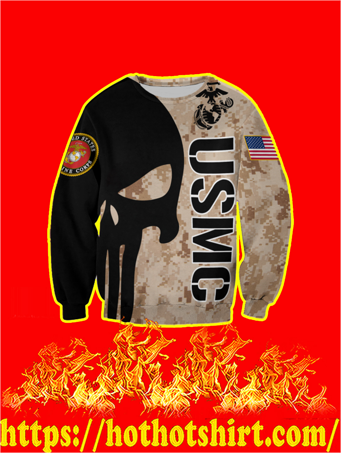 3D Printed USMC Punisher Skull T-shirt.