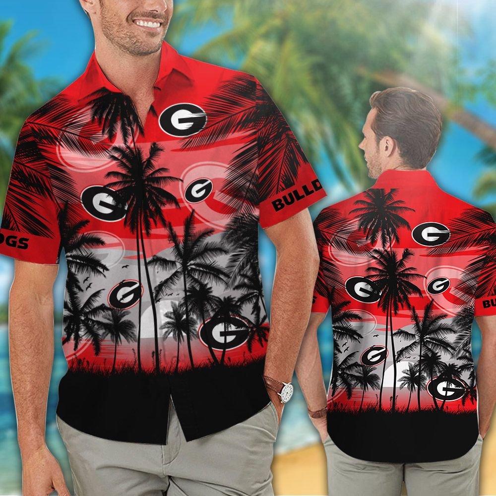 NCAA Georgia Bulldogs Summer Hawaiian Shirt Men Women Shorts