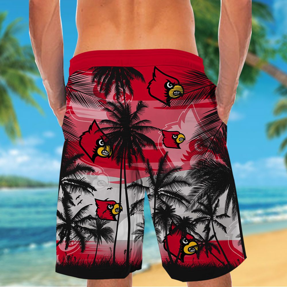 NCAA Louisville Cardinals Summer Hawaiian Shirt Men Women Shorts