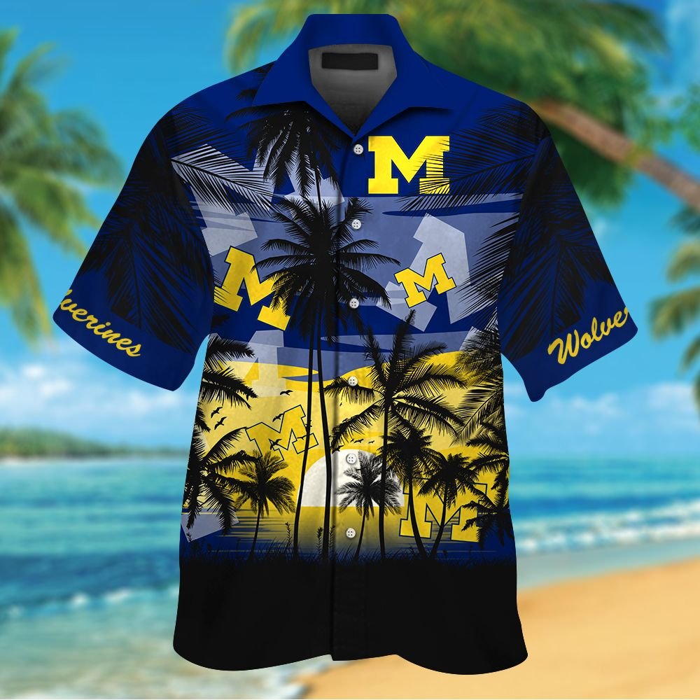 NCAA Michigan Wolverines Summer Hawaiian Shirt Men Women Shorts