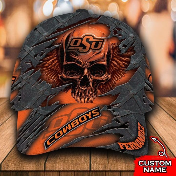 NCAA Oklahoma State Cowboys 3D Skull Custom Name Classic Cap