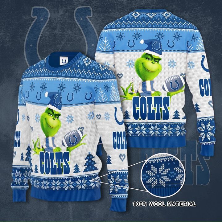 Grinch Indianapolis Colts 3D Ugly Christmas Sweater