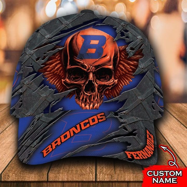 NCAA Boise State Broncos 3D Skull Custom Name Classic Cap