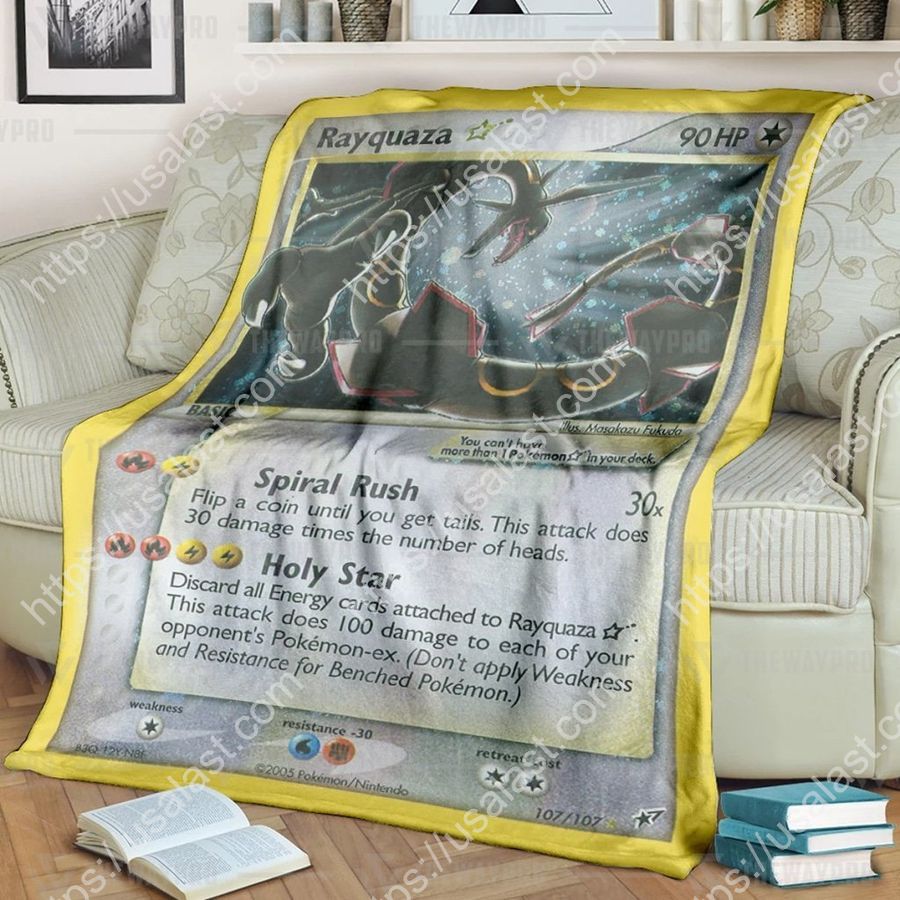 Anime Pokemon Rayquaza Card Quilts Blanket