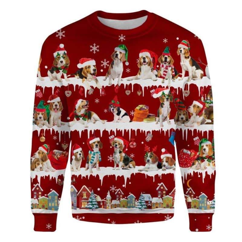 Beagle Snow Christmas 3D Ugly Sweater