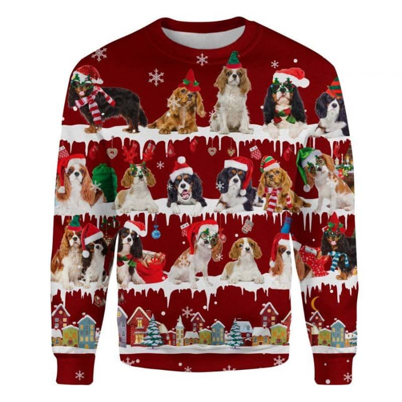 Cavalier King Charles Spaniel Snow Christmas 3D Ugly Sweater