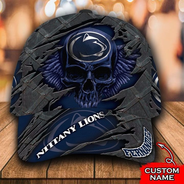 NCAA Penn State Nittany Lions 3D Skull Custom Name Classic Cap