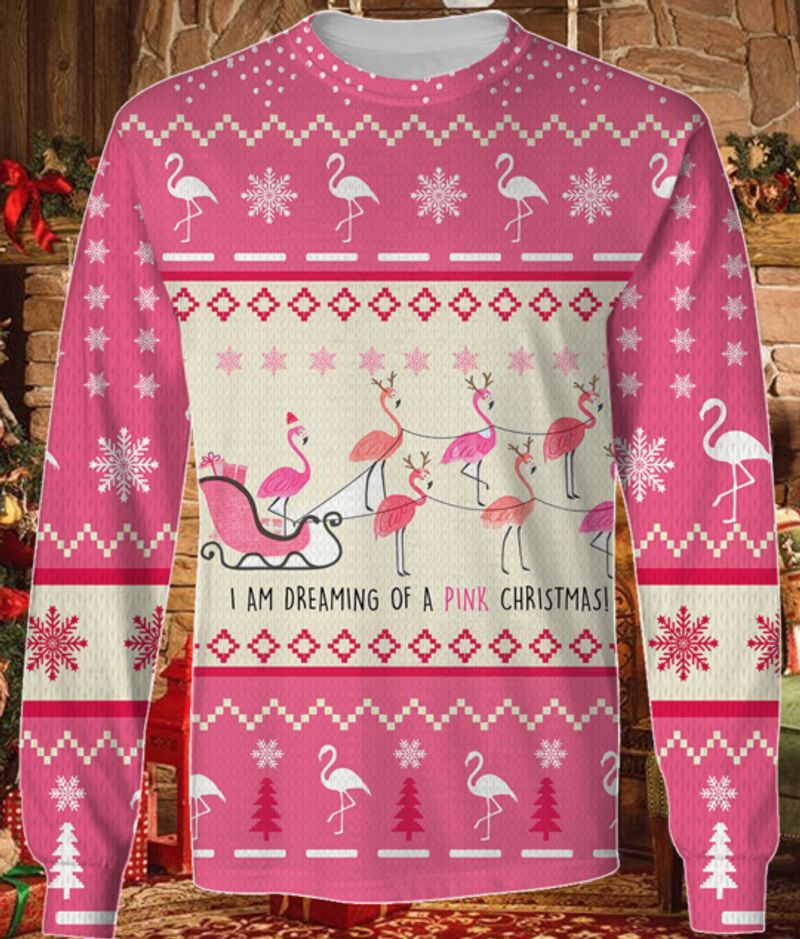 Flamingo I'm Dreaming Of A Pink Christmas Ugly Sweater
