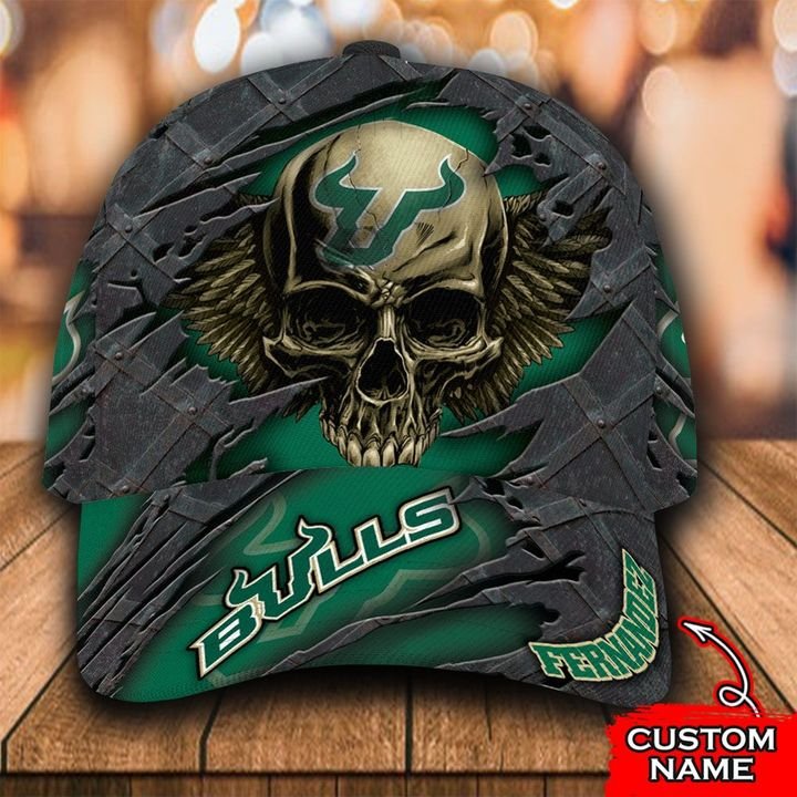 NCAA South Florida Bulls Skull Personalized Name Classic Cap