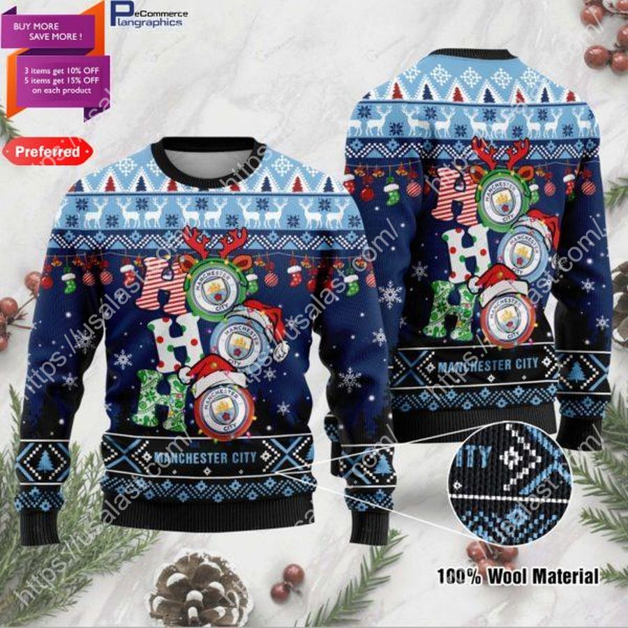 Manchester City FC Ho Ho Ho 3D Ugly Christmas Sweater_result
