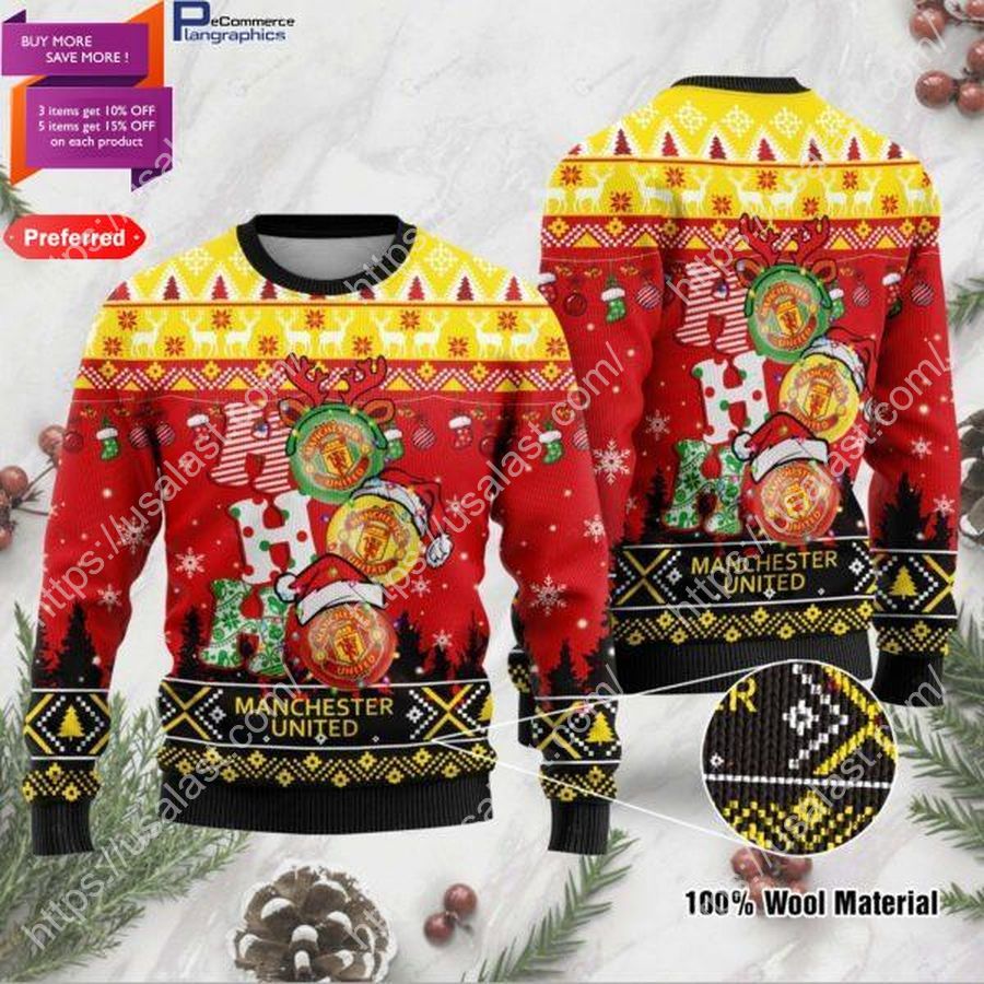 Manchester United FC Ho Ho Ho 3D Ugly Christmas Sweater_result