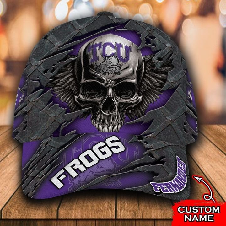 NCAA TCU Horned Frogs 3D Skull Custom Name Classic Cap