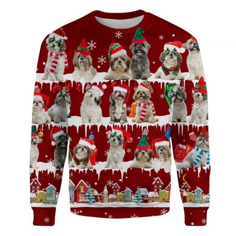 Shih Tzu Snow Christmas 3D Ugly Sweater