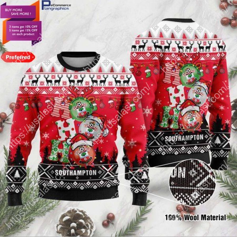 Southampton FC Ho Ho Ho 3D Ugly Christmas Sweater_result