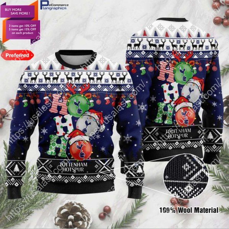 Tottenham Hotspur FC Ho Ho Ho 3D Ugly Christmas Sweater_result