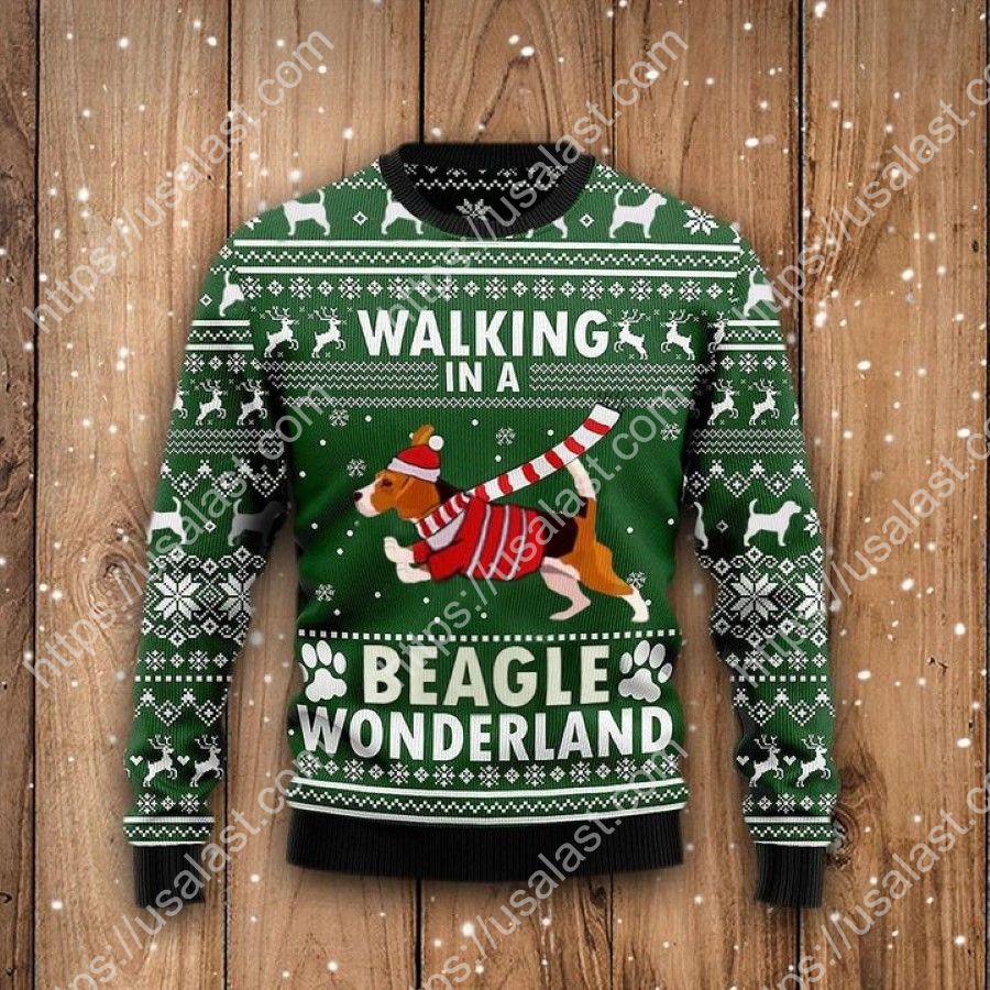 Walking In A Beagle Wonderland Ugly Christmas Sweater