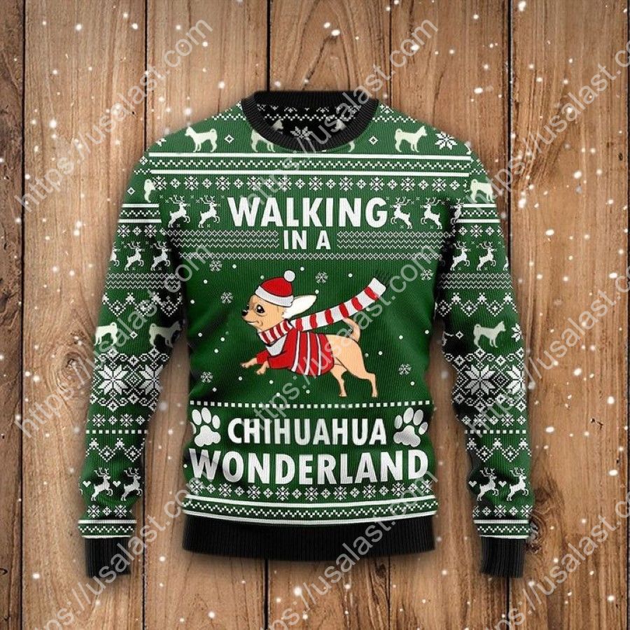Walking In A Chihuahua Wonderland Ugly Christmas Sweater