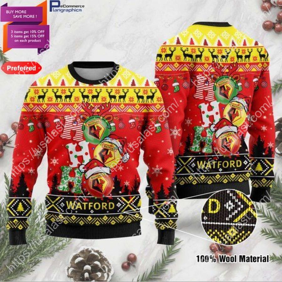 Watford FC Ho Ho Ho 3D Ugly Christmas Sweater_result