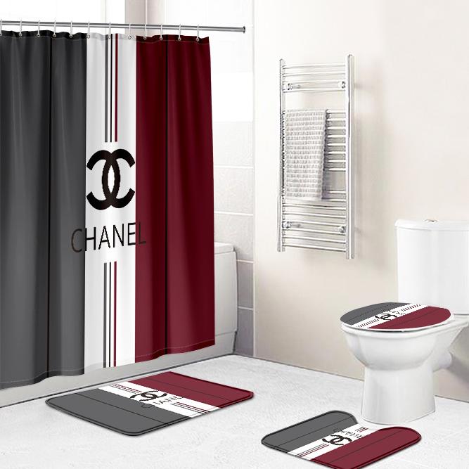 HOT - Chanel Shower Curtain Mix Color Luxury Bathroom Set