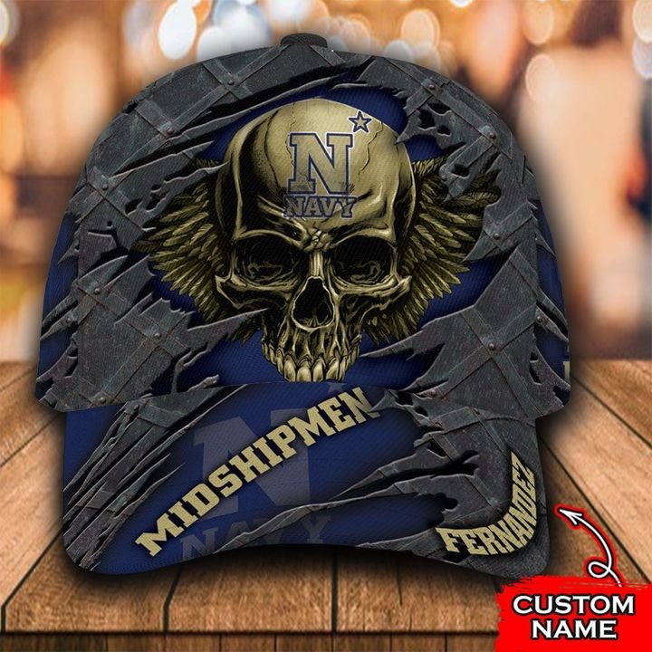 NCAA Navy Midshipmen 3D Skull Custom Name Classic Cap