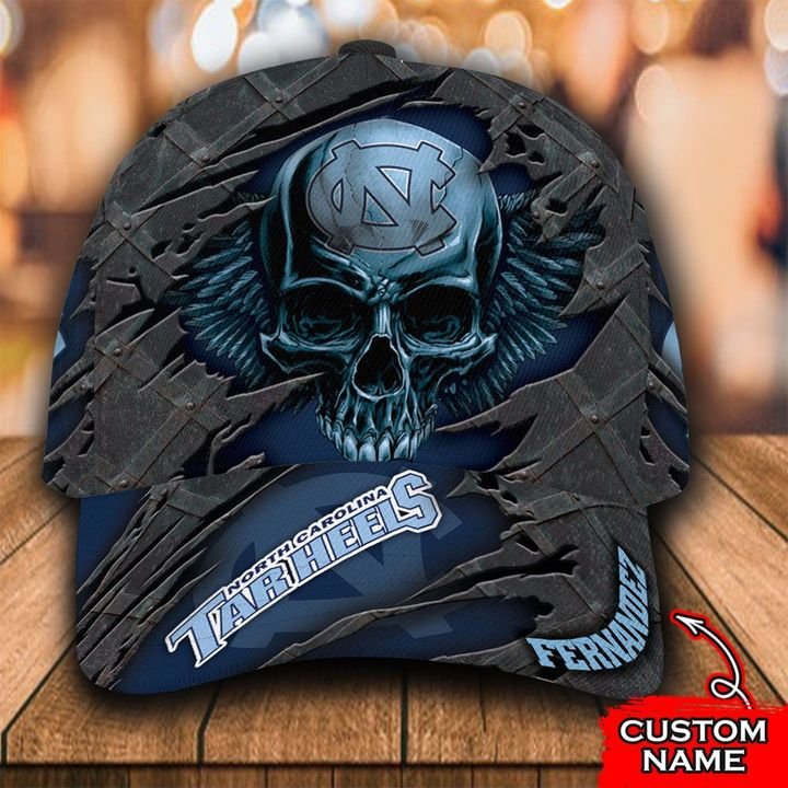 NCAA North Carolina Tar Heels 3D Skull Custom Name Classic Hat Cap