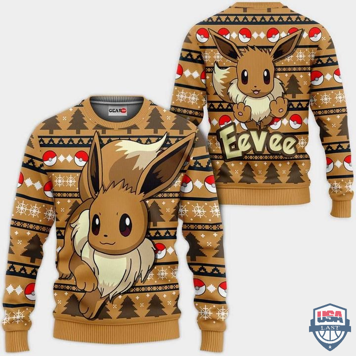 Pokemon Eevee 3D Ugly Christmas Sweater
