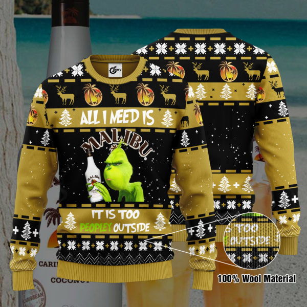Grinch All I Need Is Hennessy 3D Ugly Christmas Sweater
