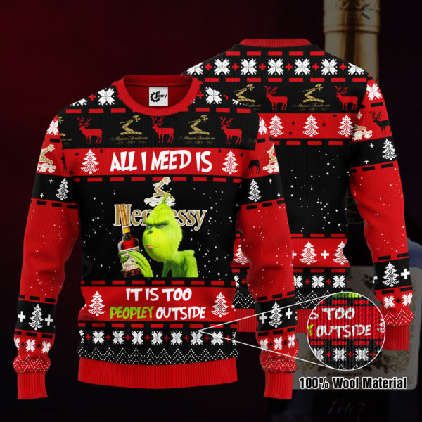 Grinch All I Need Is Malibu Rum 3D Ugly Christmas Sweater