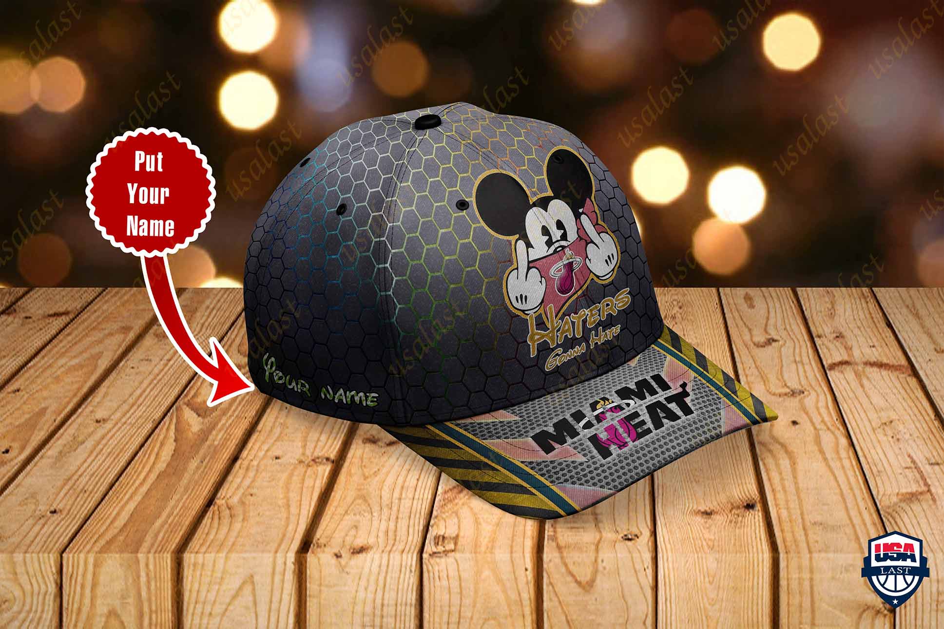 Miami Heat Mickey Mouse Haters Gonna Hate Custom Name Hat Cap