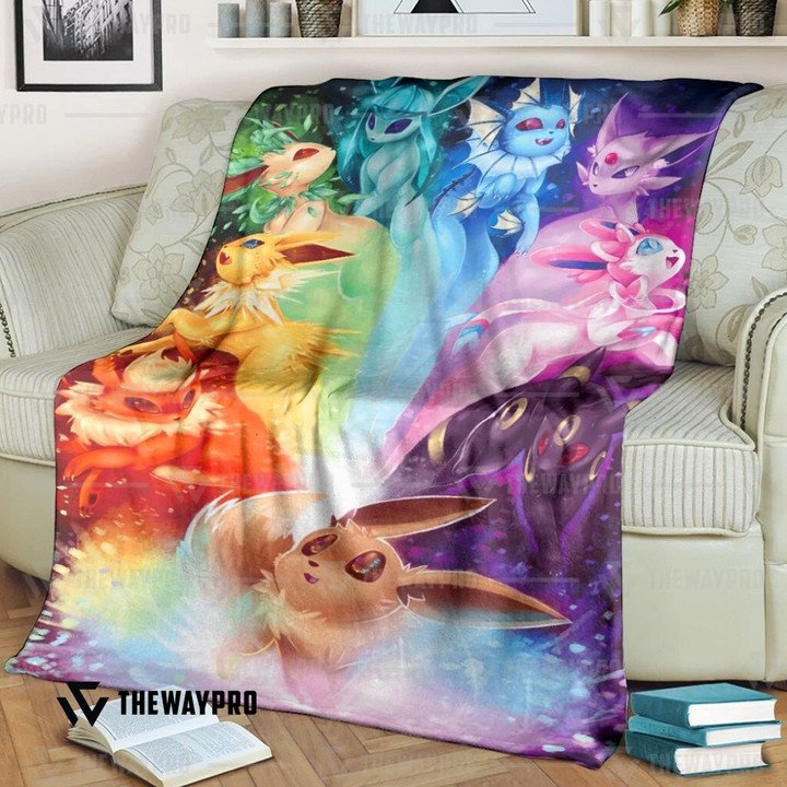 Pokemon Eevee Rainbow Bedding Set And Quilt Blanket