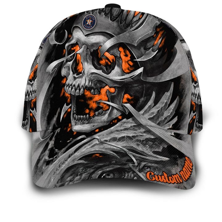 Houston Astros MLB Baseball Skull Custom Name Classic Cap