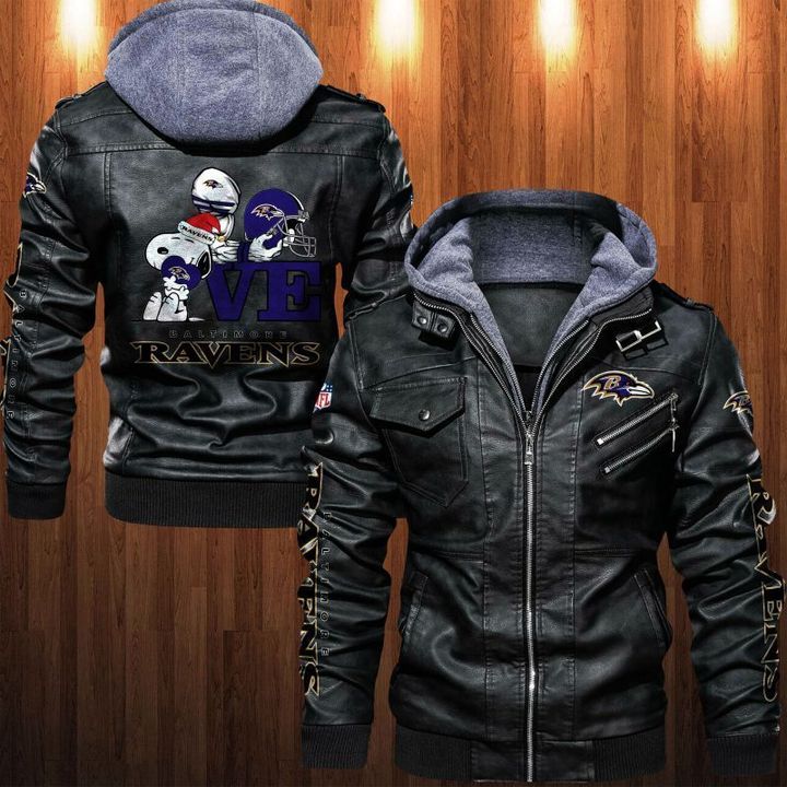 Baltimore Ravens Snoopy Leather Jacket