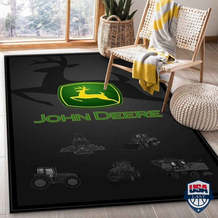 John Deere Logo And Tractors Area Rug