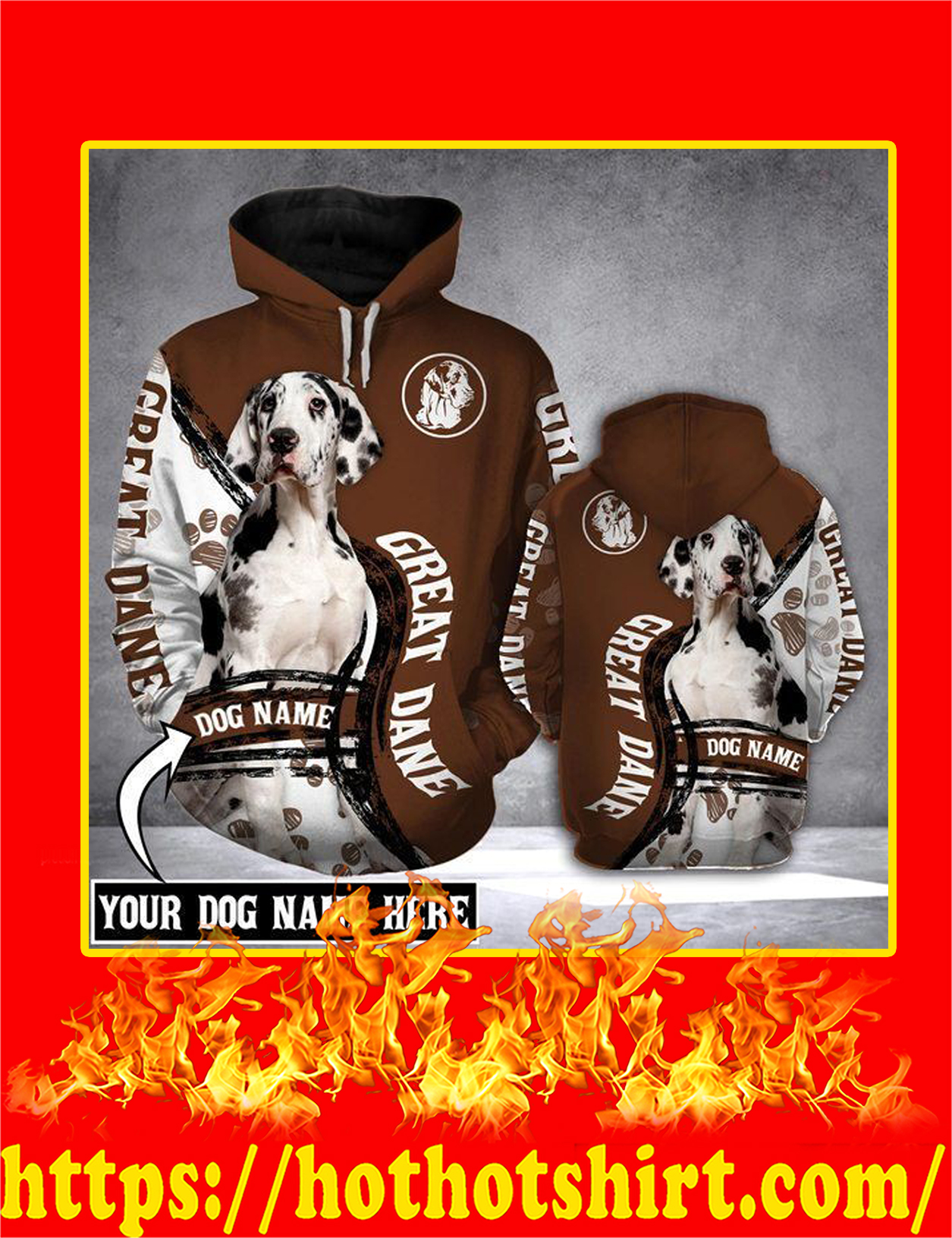 Great Dane Dog Customize Custom Name 3d Hoodie