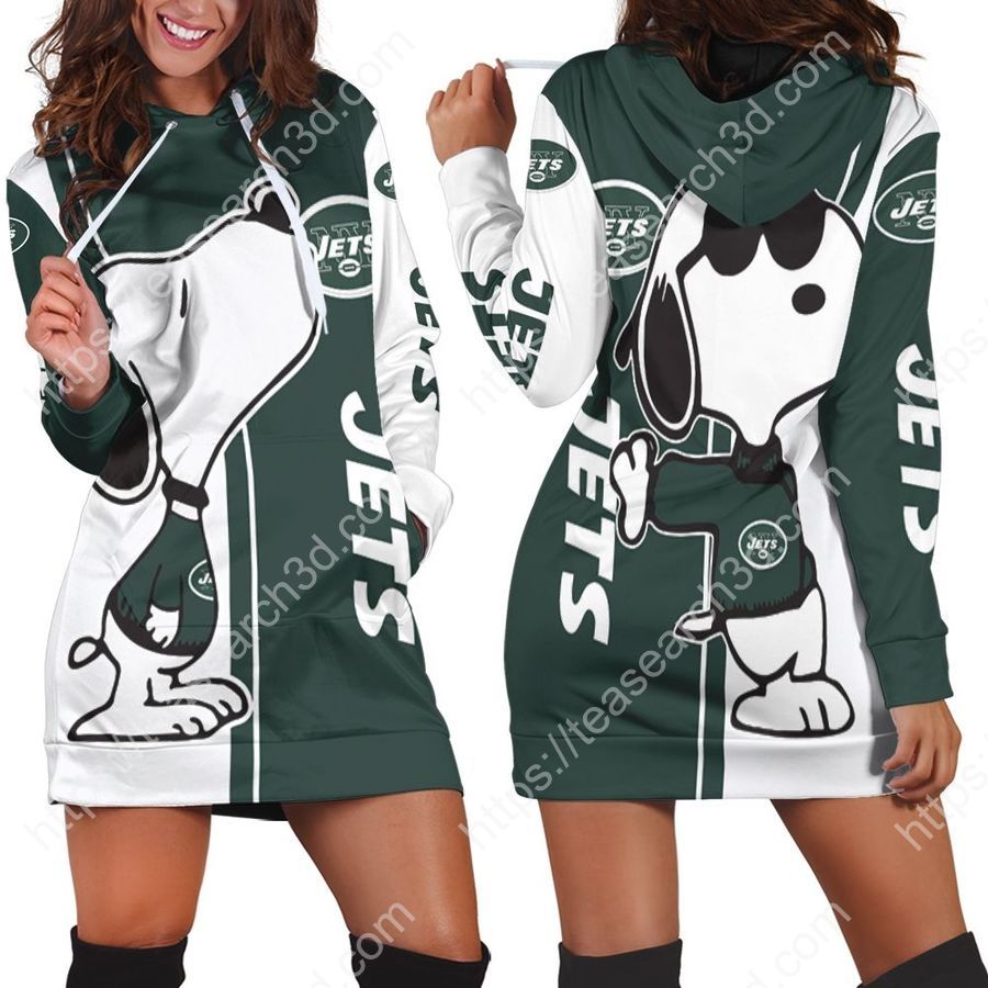 New York Jets Snoopy Lover All Over Print 3D Hoodie Dress_result
