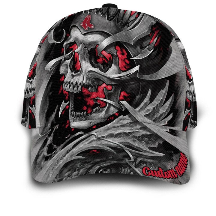 Boston Red Sox MLB Baseball Skull Custom Name Classic Cap