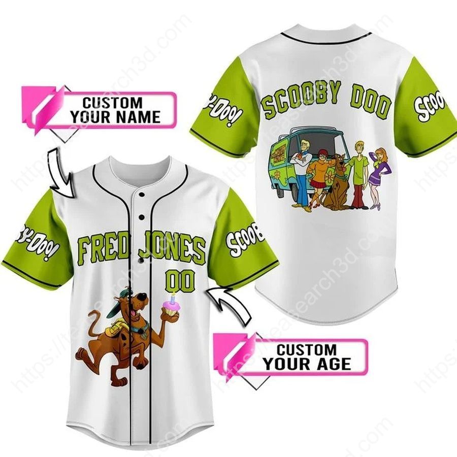 Scooby doo custom name and age baseball jersey