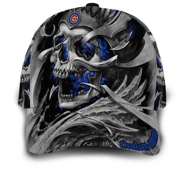 Chicago Cubs MLB Baseball Skull Custom Name Classic Cap