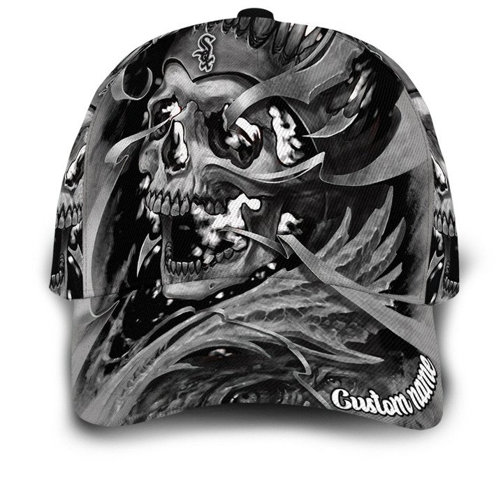 Chicago White Sox MLB Baseball Skull Custom Name Classic Cap