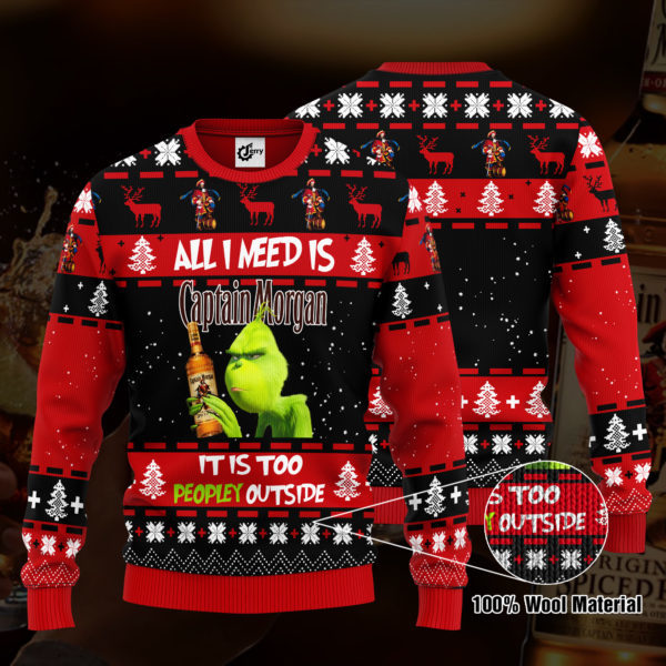 Grinch All I Need Is Jack Daniel’s 3D Ugly Christmas Sweater