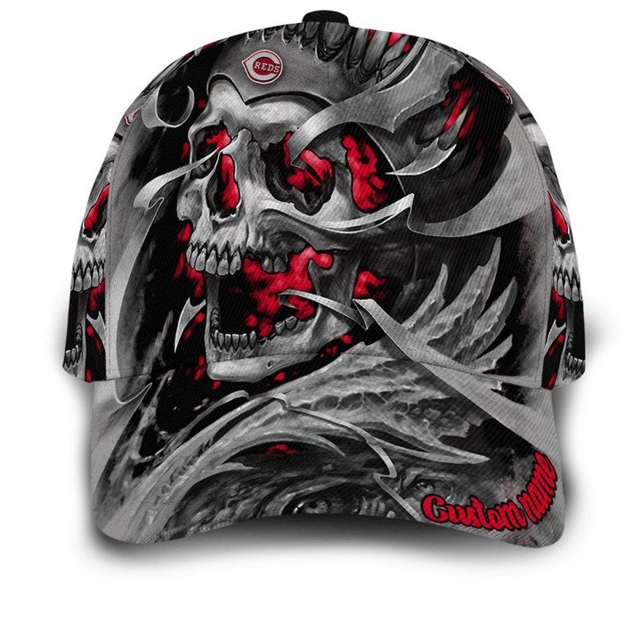 Cincinnati Reds MLB Baseball Skull Custom Name Classic Cap