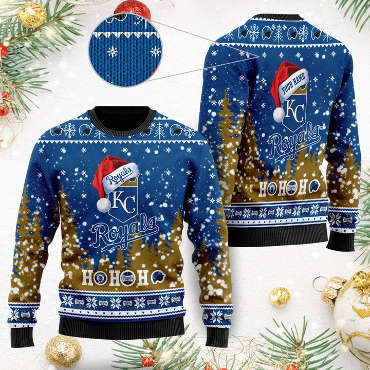 Toronto Blue Jays Santa Claus Hat Ho Ho Ho 3D Custom Name Ugly Christmas Sweater