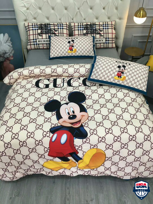 Mickey Mouse Gucci Luxury Brand 3D Bedding Set Duvet Cover 41