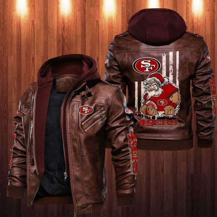 San Francisco 49ers Leather Jacket Angry Santa Claus