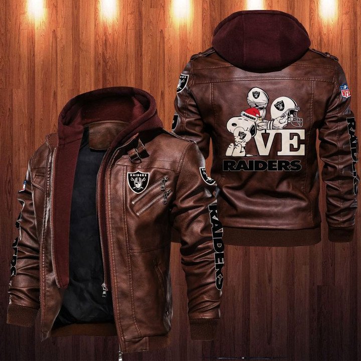 Snoopy Love Las Vegas Raiders Leather Jacket