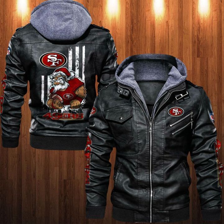 San Francisco 49ers Leather Jacket Angry Santa Claus