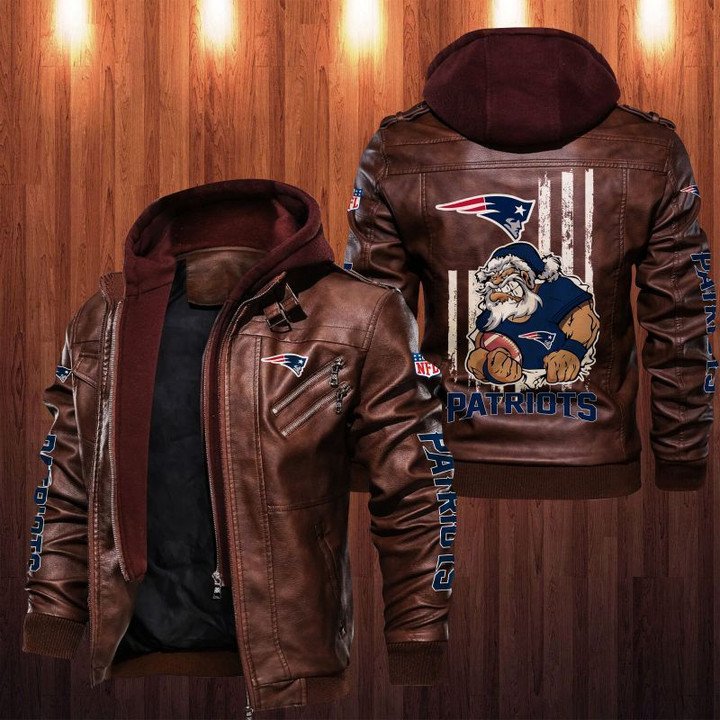 New England Patriots Leather Jacket Angry Santa Claus