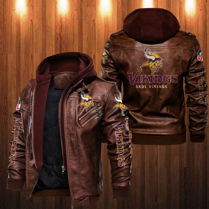 Minnesota Vikings Hooded Leather Jacket