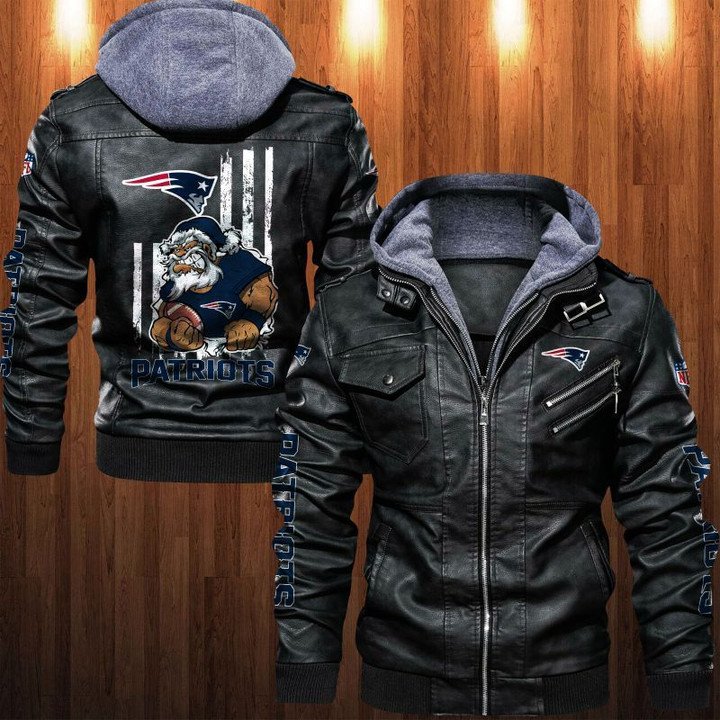 New England Patriots Leather Jacket Angry Santa Claus