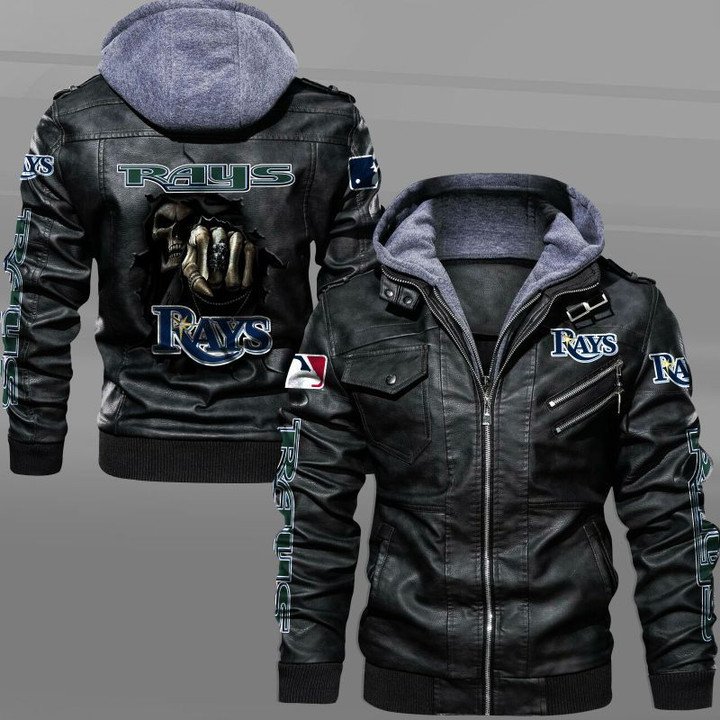Tampa Bay Rays Leather Jacket Dead Skull In Back